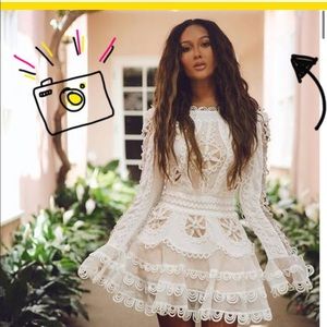 White Ruffled Lace Dress